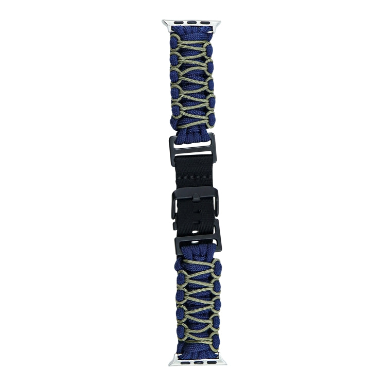 For Apple Watch SE 44mm Dual-layer Braided Paracord Buckle Watch Band(Navy Army Green) - free shipping - PMC TechLife - Order now!