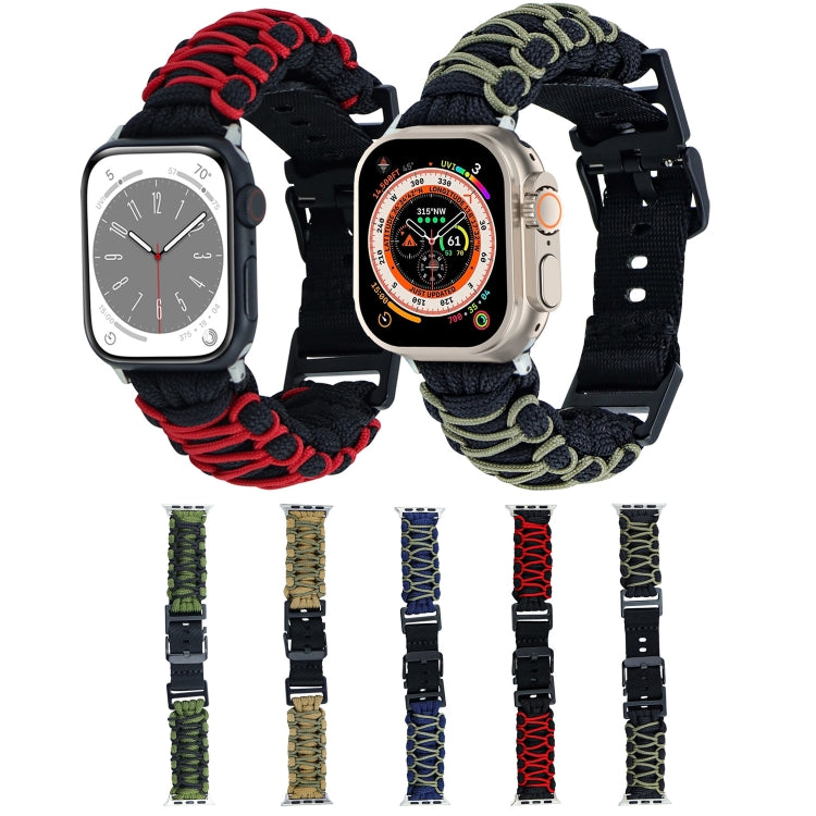 For Apple Watch SE 2022 40mm Dual-layer Braided Paracord Buckle Watch Band(Khaki Army Green) - free shipping - PMC TechLife - Order now!