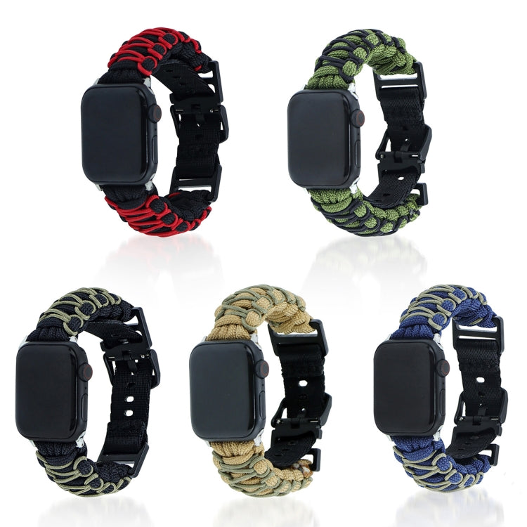 For Apple Watch Series 8 45mm Dual-layer Braided Paracord Buckle Watch Band(Black Red) - free shipping - PMC TechLife - Order now!