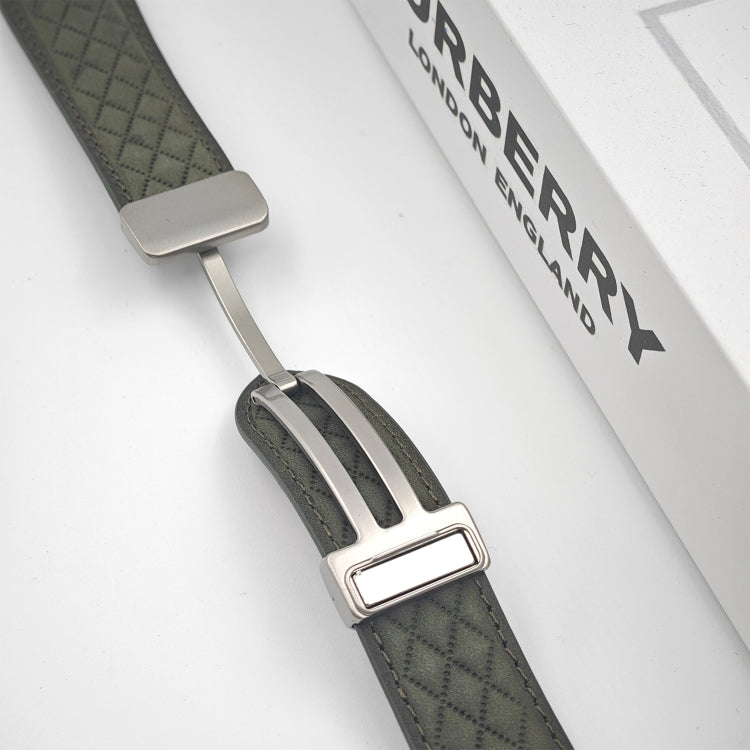 For Apple Watch Ultra 49mm Rhombus Pattern Magnetic Folding Buckle Leather Watch Band(Creamy White) - free shipping - PMC TechLife - Order now!