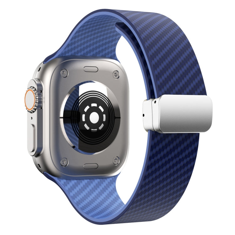 For Apple Watch Series 9 41mm Carbon Fiber Magnetic Silver Buckle Watch Band(Royal Blue Light Blue) - free shipping - PMC TechLife - Order now!