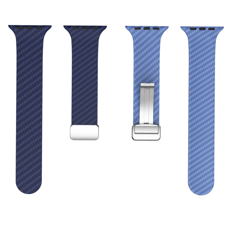 For Apple Watch Series 8 45mm Carbon Fiber Magnetic Silver Buckle Watch Band(Royal Blue Light Blue) - free shipping - PMC TechLife - Order now!