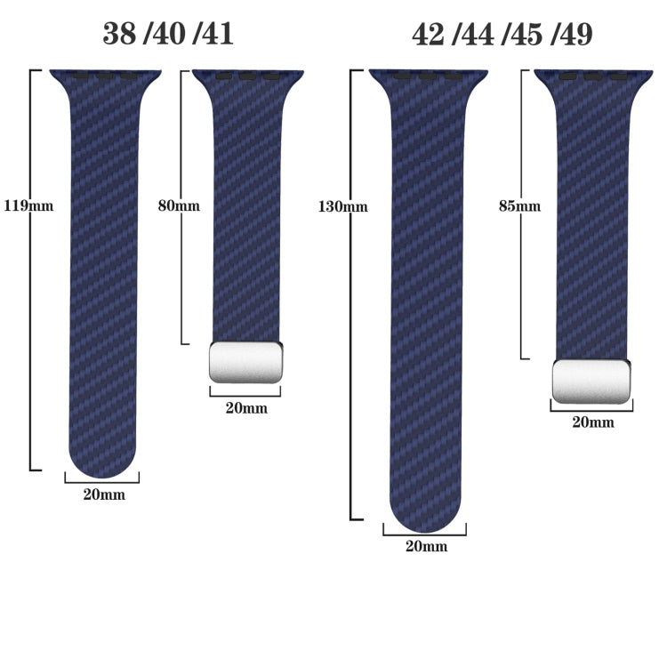 For Apple Watch SE 2022 44mm Carbon Fiber Magnetic Silver Buckle Watch Band(Royal Blue White) - free shipping - PMC TechLife - Order now!