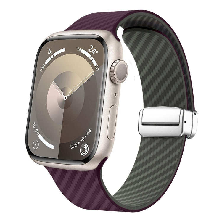For Apple Watch Series 7 41mm Carbon Fiber Magnetic Silver Buckle Watch Band(Purple Green) - free shipping - PMC TechLife - Order now!