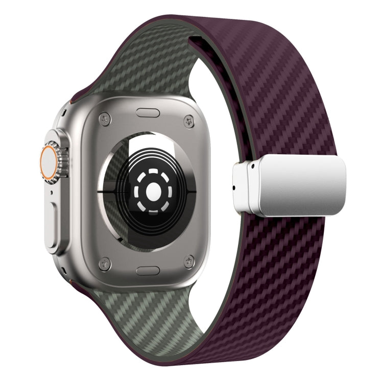 For Apple Watch Series 7 41mm Carbon Fiber Magnetic Silver Buckle Watch Band(Purple Green) - free shipping - PMC TechLife - Order now!
