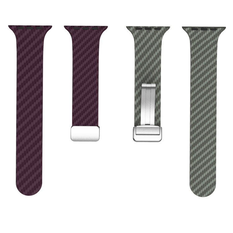 For Apple Watch Series 7 41mm Carbon Fiber Magnetic Silver Buckle Watch Band(Purple Green) - free shipping - PMC TechLife - Order now!