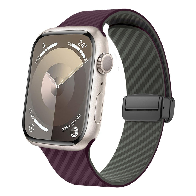 For Apple Watch Series 9 41mm Carbon Fiber Magnetic Black Buckle Watch Band(Purple Green) - free shipping - PMC TechLife - Order now!