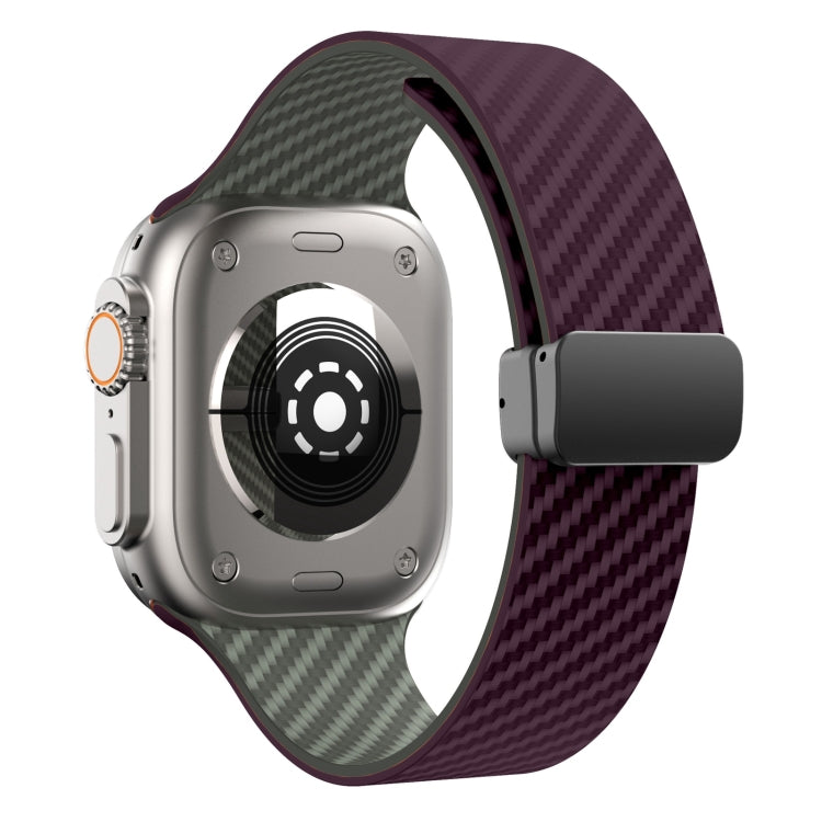 For Apple Watch Series 9 41mm Carbon Fiber Magnetic Black Buckle Watch Band(Purple Green) - free shipping - PMC TechLife - Order now!