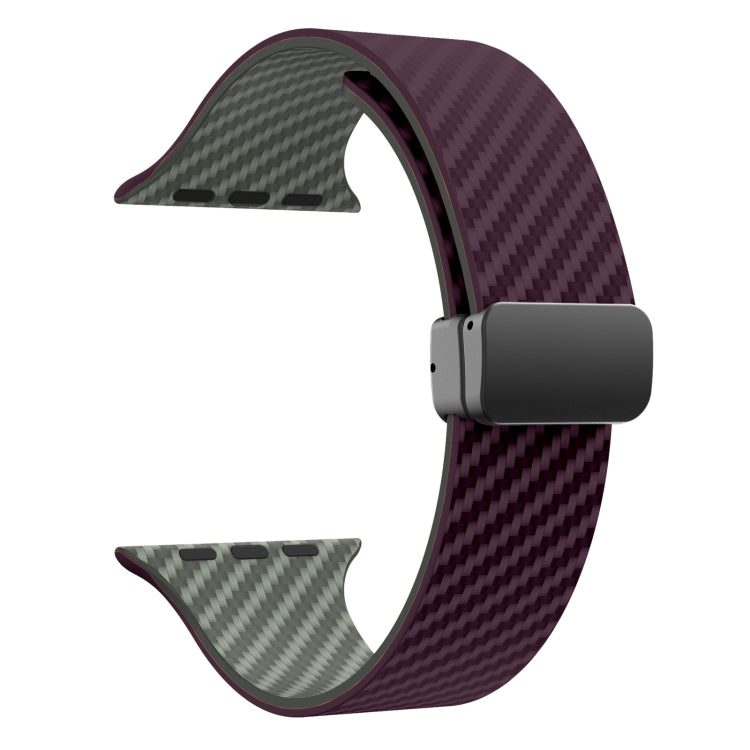 For Apple Watch Series 9 41mm Carbon Fiber Magnetic Black Buckle Watch Band(Purple Green) - free shipping - PMC TechLife - Order now!
