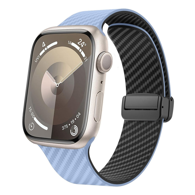 For Apple Watch Series 8 41mm Carbon Fiber Magnetic Black Buckle Watch Band(Light Blue Black) - free shipping - PMC TechLife - Order now!