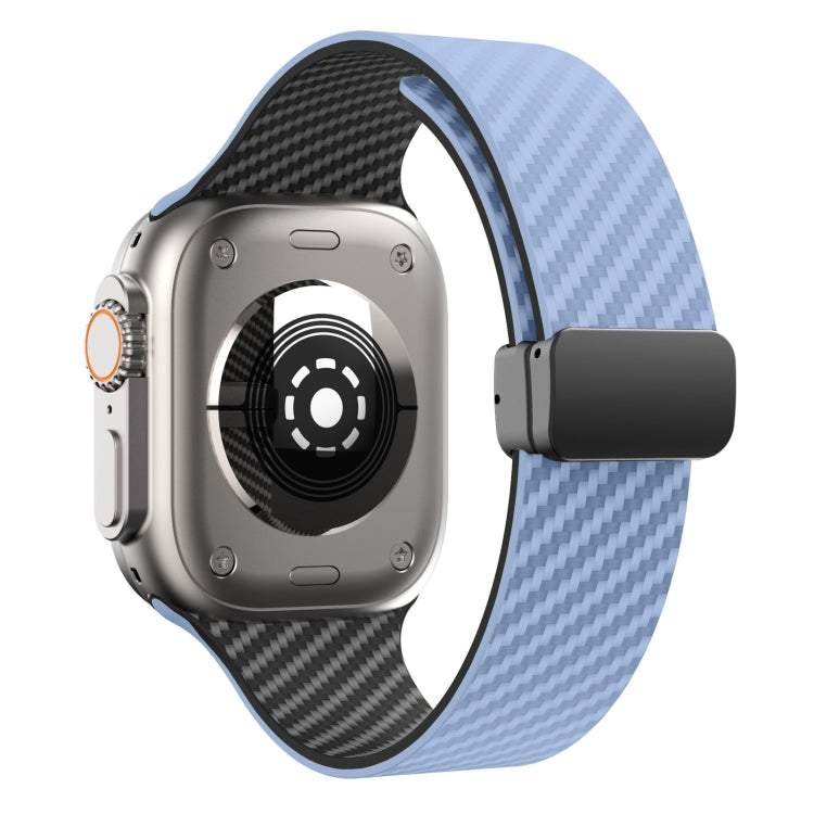 For Apple Watch Series 8 41mm Carbon Fiber Magnetic Black Buckle Watch Band(Light Blue Black) - free shipping - PMC TechLife - Order now!