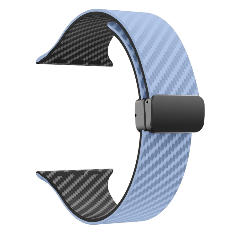 For Apple Watch Series 8 41mm Carbon Fiber Magnetic Black Buckle Watch Band(Light Blue Black) - free shipping - PMC TechLife - Order now!