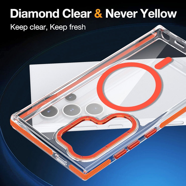 For Samsung Galaxy S24 Ultra 5G Dual-Color Clear Acrylic Hybrid TPU MagSafe Phone Case(Orange) - Galaxy S24 Ultra 5G Cases by PMC TechLife | Online Shopping South Africa | PMC TechLife