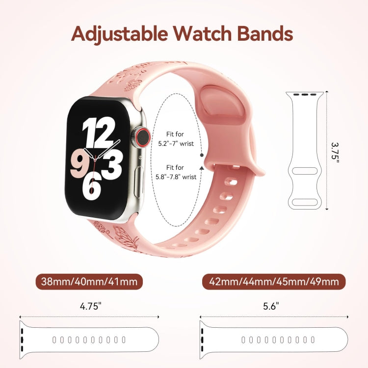 For Apple Watch Series 9 45mm Butterfly Flower Embossed Silicone Watch Band(Retro Rose) - Watch Bands by PMC TechLife | Online Shopping South Africa | PMC TechLife