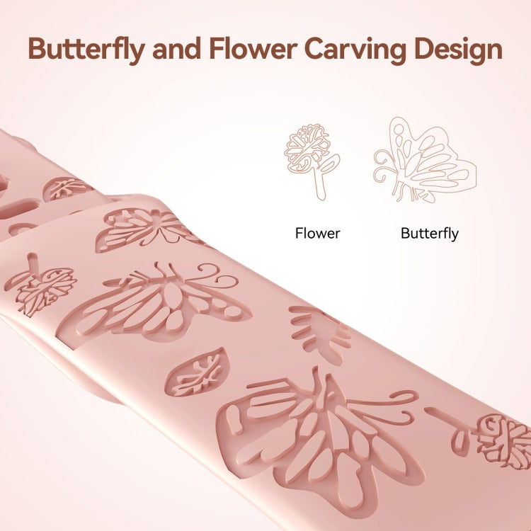 For Apple Watch Series 2 42mm Butterfly Flower Embossed Silicone Watch Band(Retro Rose) - Watch Bands by PMC TechLife | Online Shopping South Africa | PMC TechLife