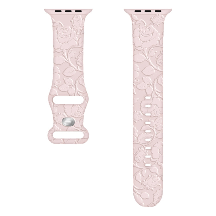 For Apple Watch Ultra 49mm Rose Embossed Silicone Watch Band(Pink) - Watch Bands by PMC TechLife | Online Shopping South Africa | PMC TechLife