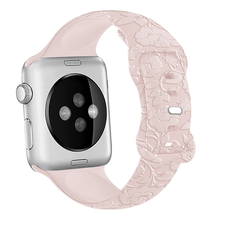 For Apple Watch Series 4 40mm Rose Embossed Silicone Watch Band(Pink) - Watch Bands by PMC TechLife | Online Shopping South Africa | PMC TechLife