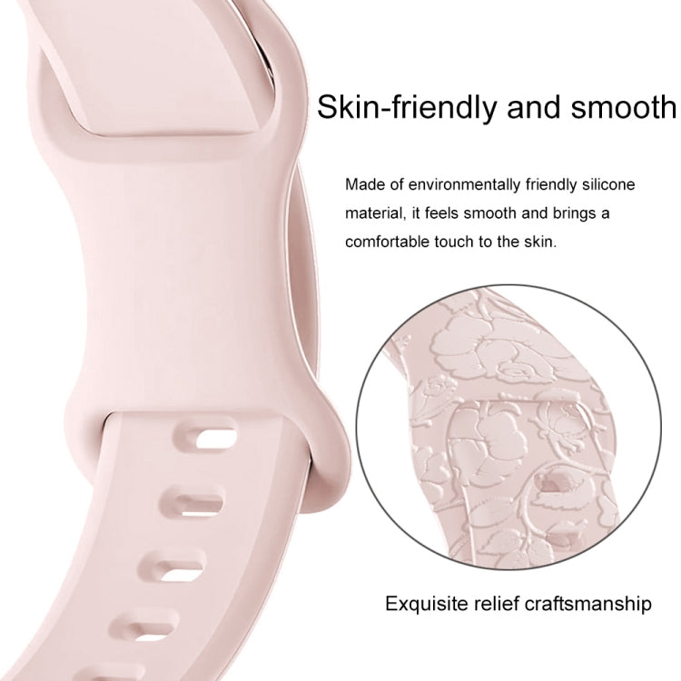 For Apple Watch Series 8 41mm Rose Embossed Silicone Watch Band(Starlight) - Watch Bands by PMC TechLife | Online Shopping South Africa | PMC TechLife