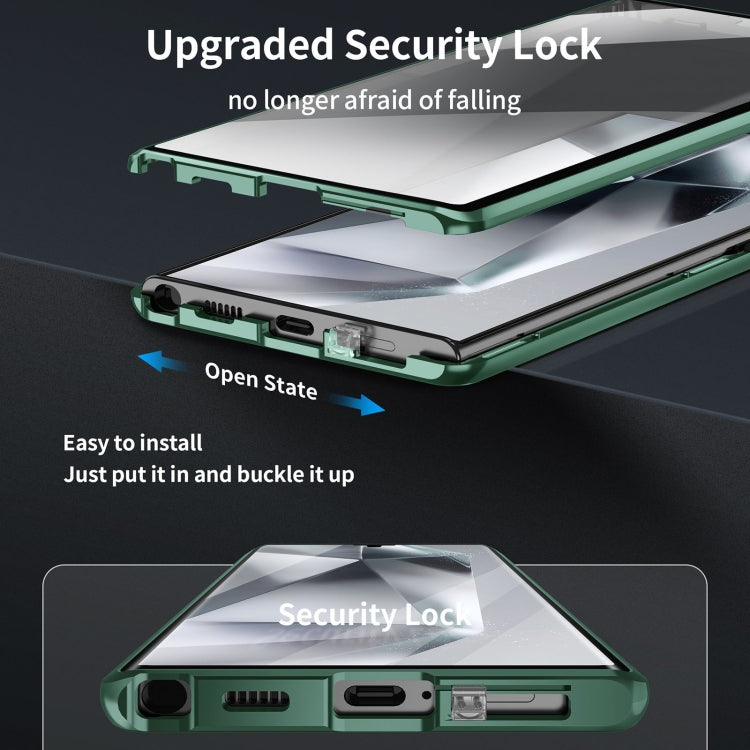 For Samsung Galaxy S22 Ultra 5G MagSafe Magnetic HD Frosted Tempered Glass Holder Phone Case(Green) - free shipping - PMC TechLife - Order now!