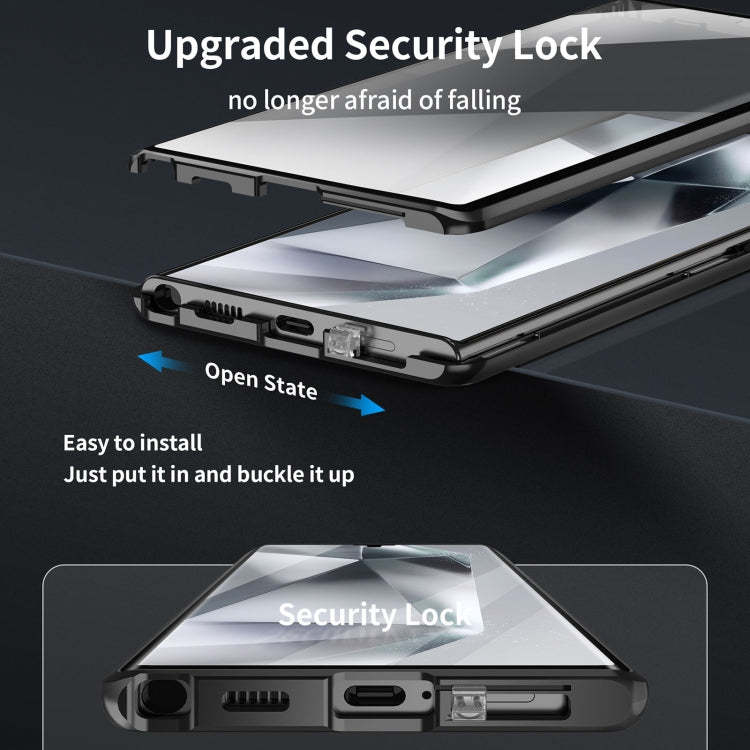 For Samsung Galaxy S24 Ultra 5G MagSafe Magnetic HD Frosted Tempered Glass Holder Phone Case(Black) - Galaxy S24 Ultra 5G Cases by PMC TechLife | Online Shopping South Africa | PMC TechLife
