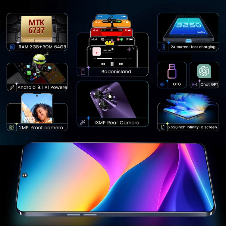 K652, 3GB+64GB, 6.528 inch Android 9.1 Mediatek MT6737 Quad Core, OTG, Network: 4G(Purple) - Other by PMC TechLife | Online Shopping South Africa | PMC TechLife