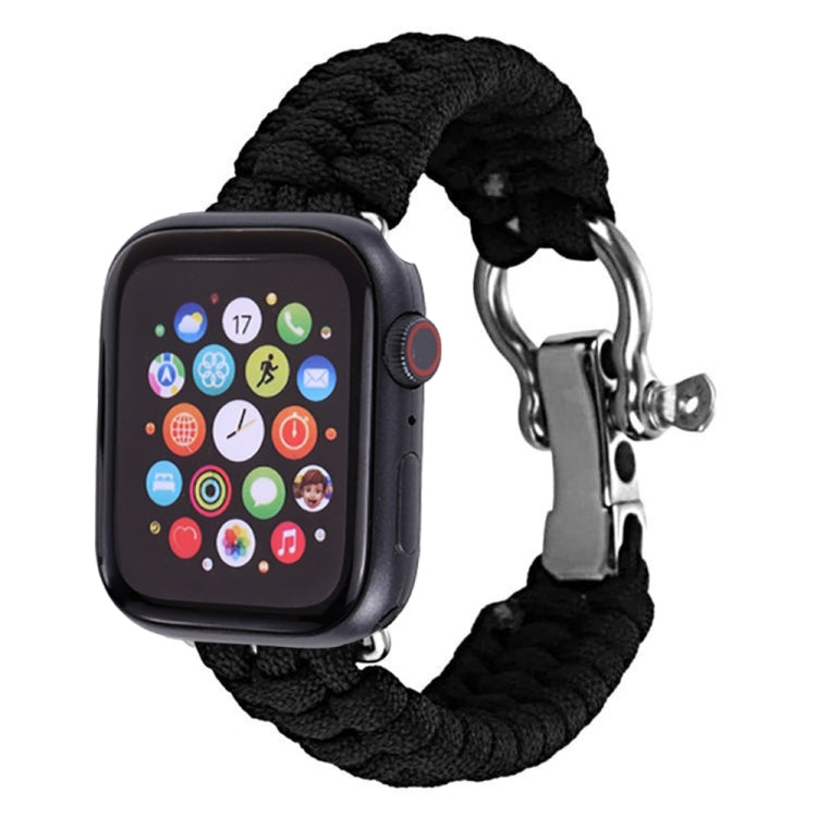 For Apple Watch Ultra 49mm / Series 8&7 45mm / SE 2&6&SE&5&4 44mm / 3&2&1 42mm Umbrella Cord Nylon Braided Watch Band(Black) - Smart Wear by PMC TechLife | Online Shopping South Africa | PMC TechLife