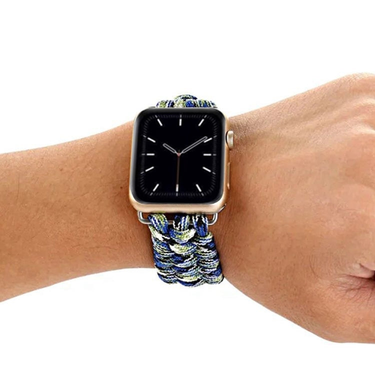 For Apple Watch Ultra 49mm / Series 8&7 45mm / SE 2&6&SE&5&4 44mm / 3&2&1 42mm Umbrella Cord Nylon Braided Watch Band(Black) - Smart Wear by PMC TechLife | Online Shopping South Africa | PMC TechLife