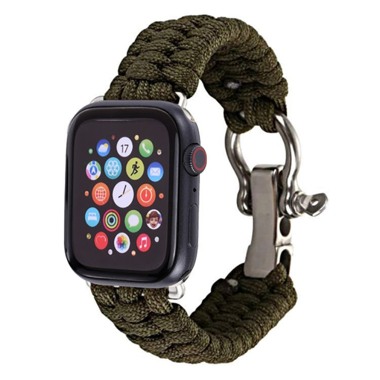 For Apple Watch Ultra 49mm / Series 8&7 45mm / SE 2&6&SE&5&4 44mm / 3&2&1 42mm Umbrella Cord Nylon Braided Watch Band(Green) - Smart Wear by PMC TechLife | Online Shopping South Africa | PMC TechLife