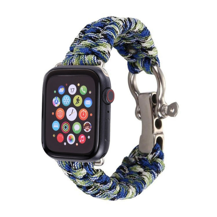 For Apple Watch Ultra 49mm / Series 8&7 45mm / SE 2&6&SE&5&4 44mm / 3&2&1 42mm Umbrella Cord Nylon Braided Watch Band(Blue Green) - Smart Wear by PMC TechLife | Online Shopping South Africa | PMC TechLife