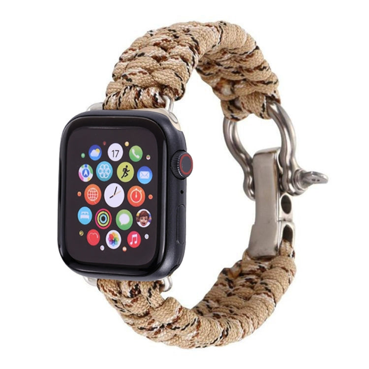 For Apple Watch Ultra 49mm / Series 8&7 45mm / SE 2&6&SE&5&4 44mm / 3&2&1 42mm Umbrella Cord Nylon Braided Watch Band(Khaki) - Smart Wear by PMC TechLife | Online Shopping South Africa | PMC TechLife