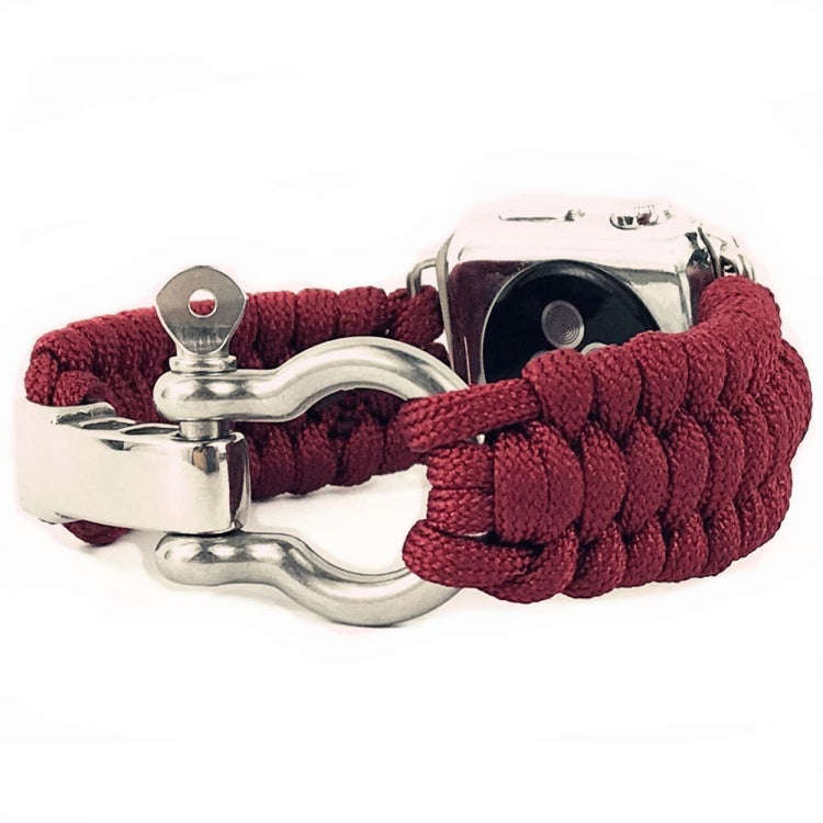 For Apple Watch Ultra 49mm / Series 8&7 45mm / SE 2&6&SE&5&4 44mm / 3&2&1 42mm Umbrella Cord Nylon Braided Watch Band(Red) - Smart Wear by PMC TechLife | Online Shopping South Africa | PMC TechLife
