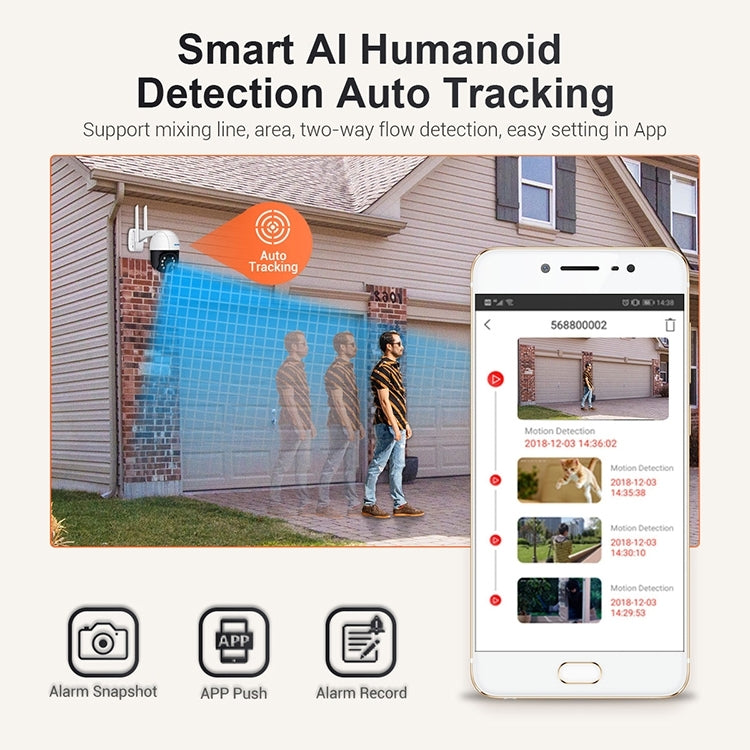 ESCAM QF518 5MP Smart WiFi IP Camera, Support AI Humanoid Detection / Auto Tracking / Dual Light Night Vision / Cloud Storage / Two Way Audio / TF Card, Plug:US Plug(White) - free shipping - PMC TechLife - Order now!