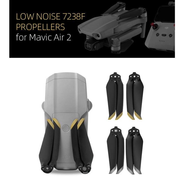 2 Pairs Sunnylife 7238F-2 For DJI Mavic Air 2 / Air 2S Low Noise Quick-release Propellers(Gold) - DIY Propeller by Sunnylife | Online Shopping South Africa | PMC TechLife