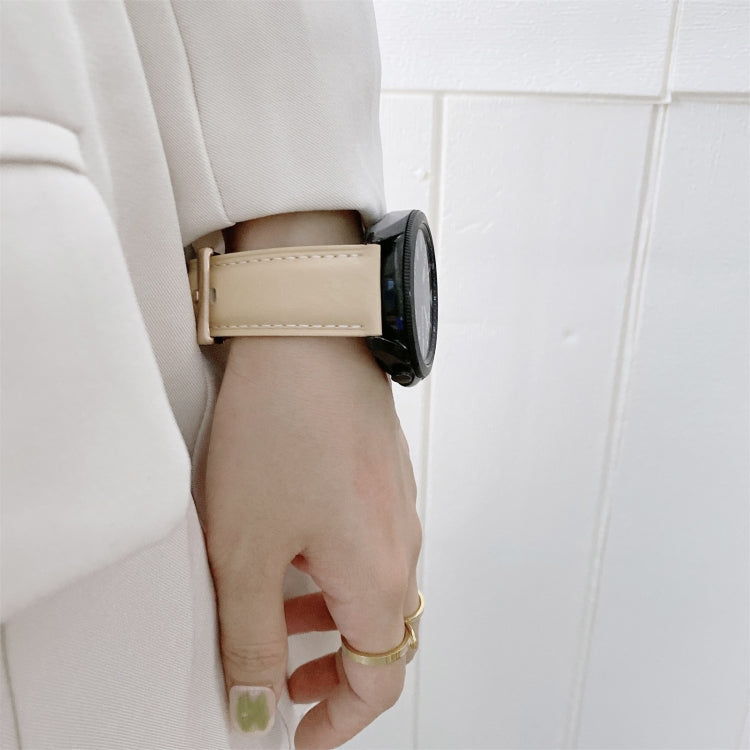 For Samsung Galaxy Watch3 41mm Leather Silver Buckle Watch Band(Pink) - Watch Bands by PMC TechLife | Online Shopping South Africa | PMC TechLife | Buy Now Pay Later Mobicred