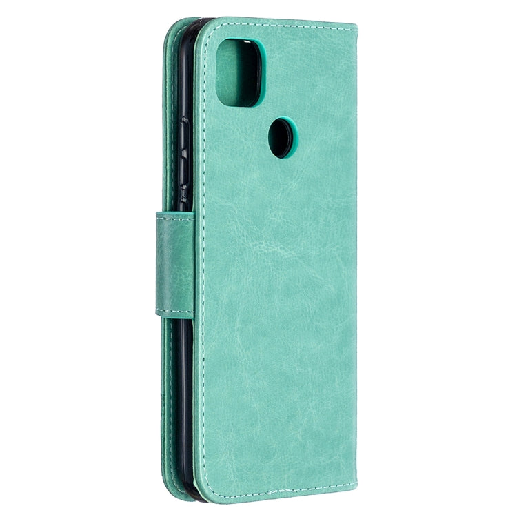 For Xiaomi Redmi 9C Two Butterflies Embossing Pattern Horizontal Flip Leather Case with Holder & Card Slot & Wallet & Lanyard(Green) - free shipping - PMC TechLife - Order now!