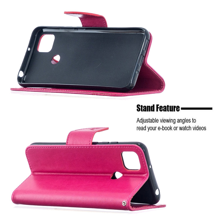 For Xiaomi Redmi 9C Two Butterflies Embossing Pattern Horizontal Flip Leather Case with Holder & Card Slot & Wallet & Lanyard(Rose Red) - free shipping - PMC TechLife - Order now!