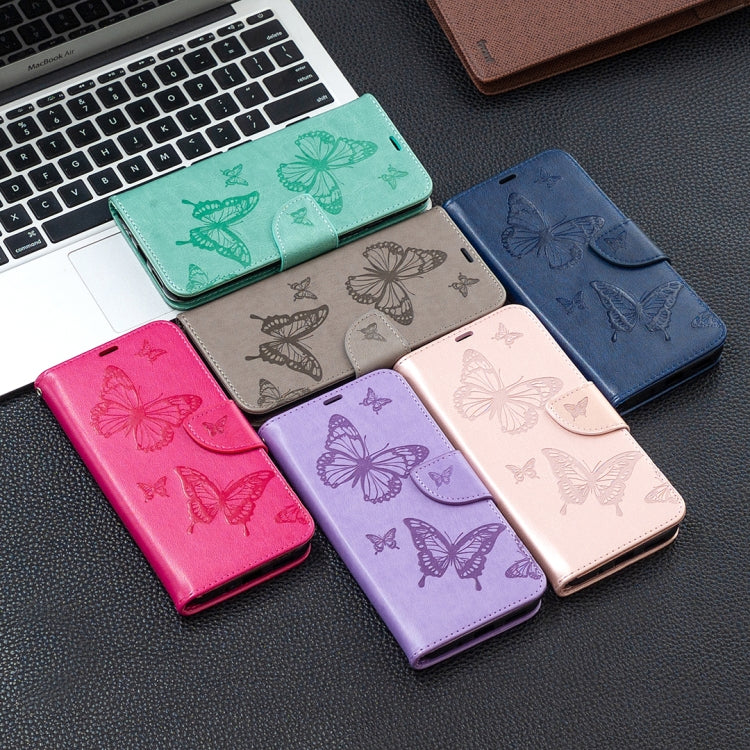 For Xiaomi Redmi 9C Two Butterflies Embossing Pattern Horizontal Flip Leather Case with Holder & Card Slot & Wallet & Lanyard(Rose Red) - free shipping - PMC TechLife - Order now!