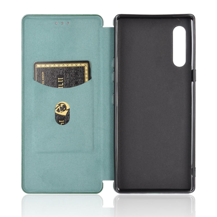 For LG Velvet Carbon Fiber Texture Horizontal Flip TPU + PC + PU Leather Case with Card Slot(Green) - LG Cases by PMC TechLife | Online Shopping South Africa | PMC TechLife | Buy Now Pay Later Mobicred