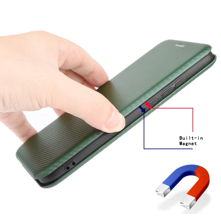 For LG Velvet Carbon Fiber Texture Horizontal Flip TPU + PC + PU Leather Case with Card Slot(Green) - LG Cases by PMC TechLife | Online Shopping South Africa | PMC TechLife | Buy Now Pay Later Mobicred