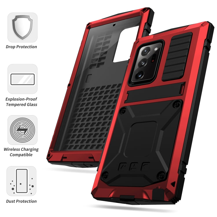 For Samsung Galaxy Note 20 Ultra R-JUST Shockproof Waterproof Dust-proof Metal + Silicone Protective Case with Holder(Red) - Galaxy Note20 Cases by R-JUST | Online Shopping South Africa | PMC TechLife | Buy Now Pay Later Mobicred