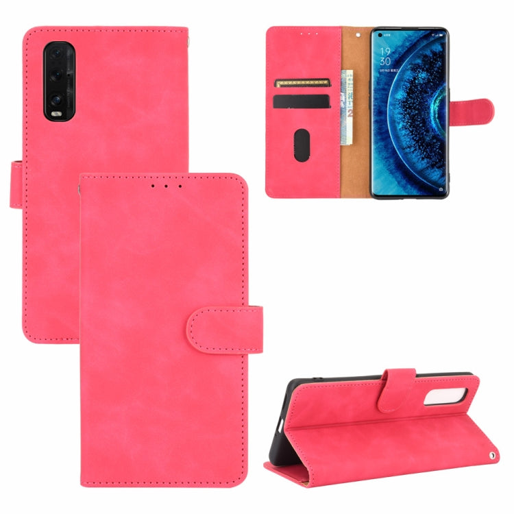 For OPPO Find X2 Solid Color Skin Feel Magnetic Buckle Horizontal Flip Calf Texture PU Leather Case with Holder & Card Slots & Wallet(Rose Red) - free shipping - PMC TechLife - Order now!