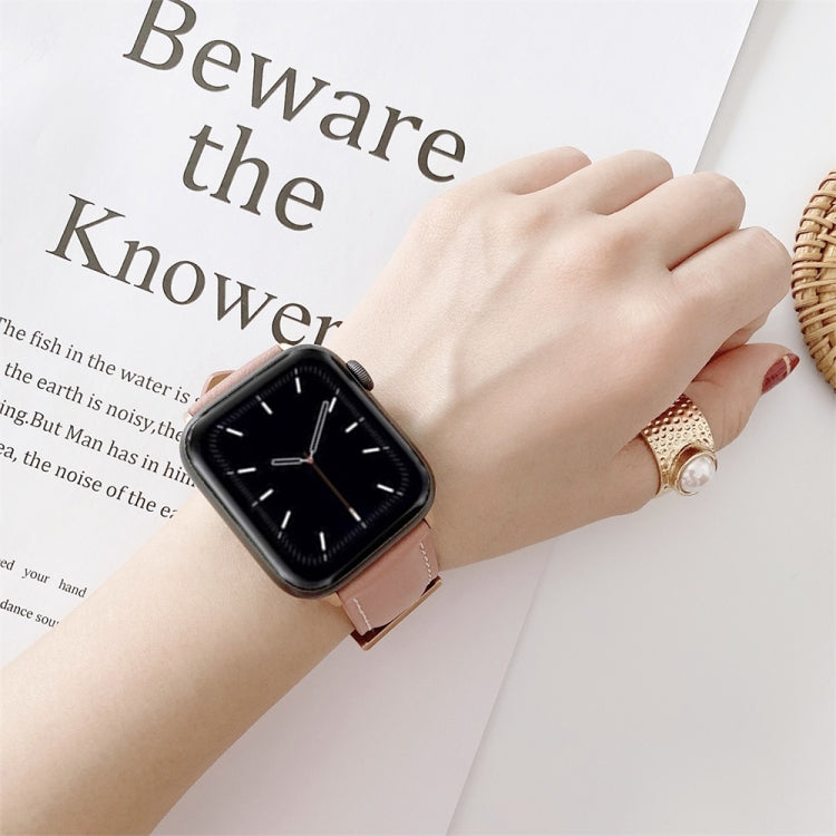 For Apple Watch Series 9&8&7 41mm / SE 3&SE 2&6&SE&5&4 40mm / 3&2&1 38mm V Tail Style Stitching Leather Watch Band(Grey) - Watch Bands by PMC TechLife | Online Shopping South Africa | PMC TechLife | Buy Now Pay Later Mobicred