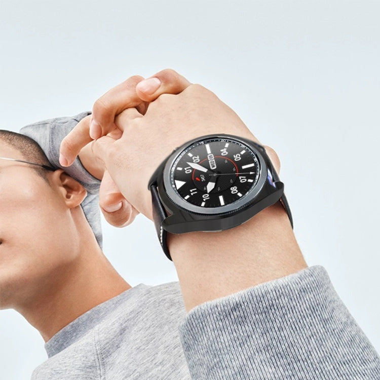 For Samsung Galaxy Watch 3 41mm Electroplating Hollow Half-pack TPU Protective Case(Black) - Watch Cases by ENKAY | Online Shopping South Africa | PMC TechLife | Buy Now Pay Later Mobicred