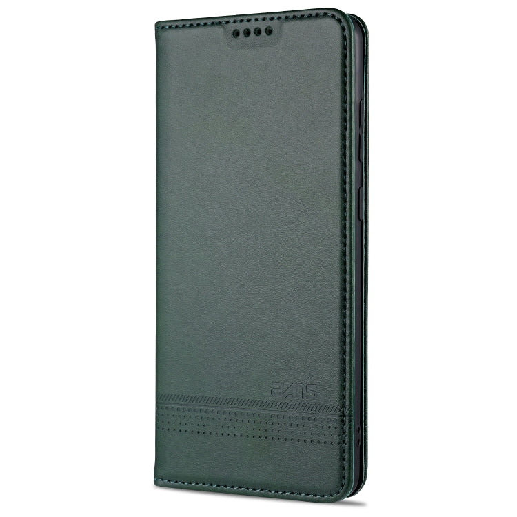 For Samsung Galaxy Note 10 Lite AZNS Magnetic Calf Texture Horizontal Flip Leather Case with Card Slots & Holder & Wallet(Dark Green) - free shipping - PMC TechLife - Order now!