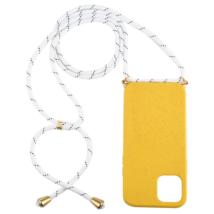 For iPhone 12 mini Wheat TPU Protective Case with Lanyard(Yellow) - free shipping - PMC TechLife - Order now!