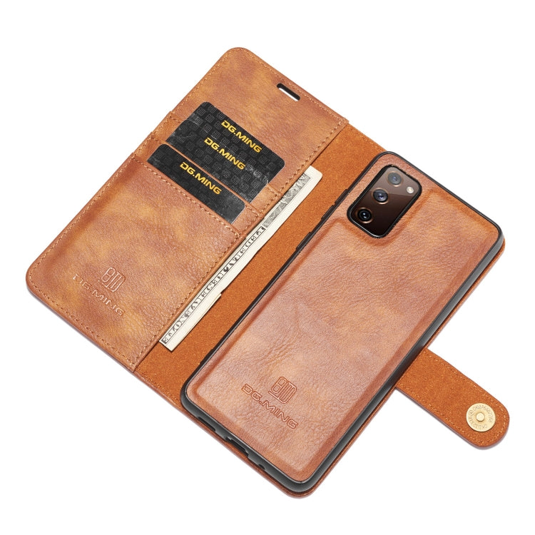 For Samsung Galaxy S20 FE DG.MING Crazy Horse Texture Flip Detachable Magnetic Leather Case with Holder & Card Slots & Wallet(Brown) - free shipping - PMC TechLife - Order now!