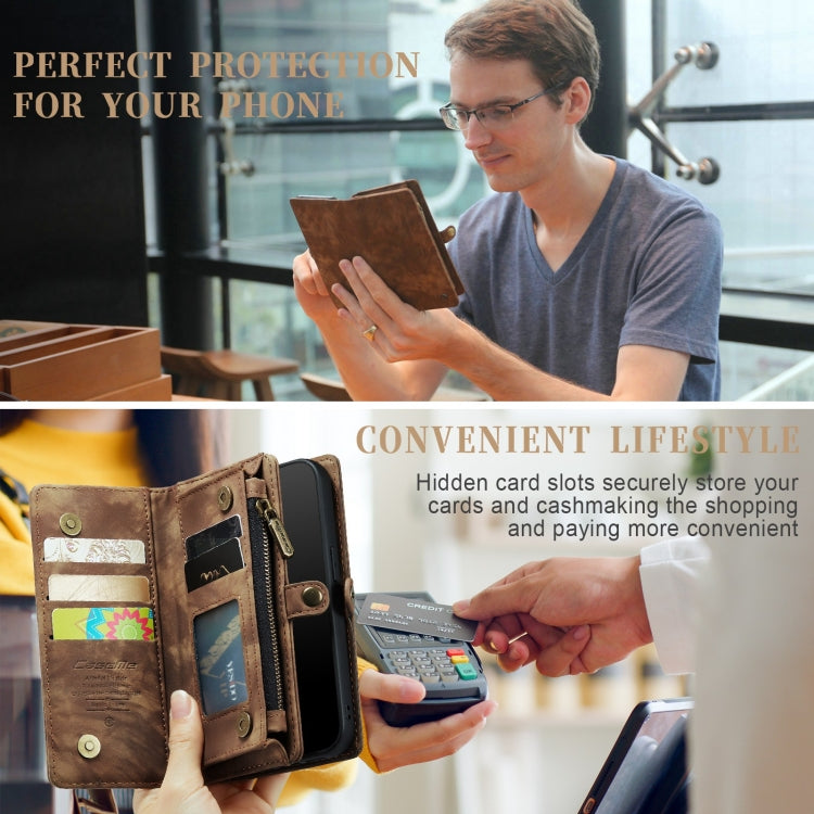 For iPhone 12 / 12 Pro CaseMe-008 Detachable Multifunctional Wallet Leather Phone Case (Brown) - free shipping - PMC TechLife - Order now!