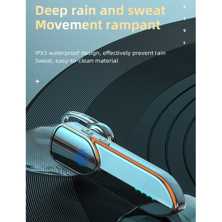 V19S Bluetooth 5.0 Business Style Fingerprint Touch Bluetooth Earphone(Blue) - Bluetooth Earphone by PMC TechLife | Online Shopping South Africa | PMC TechLife