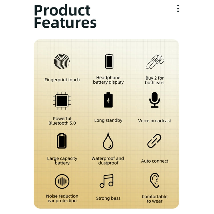 V19S Bluetooth 5.0 Business Style Fingerprint Touch Bluetooth Earphone(Pink) - Bluetooth Earphone by PMC TechLife | Online Shopping South Africa | PMC TechLife