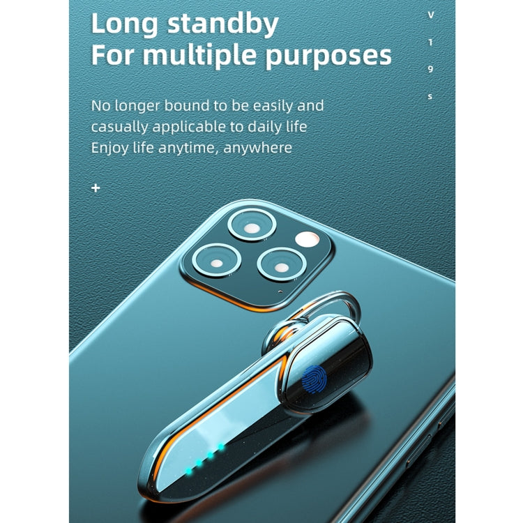 V19S Bluetooth 5.0 Business Style Fingerprint Touch Bluetooth Earphone(Black) - Bluetooth Earphone by PMC TechLife | Online Shopping South Africa | PMC TechLife